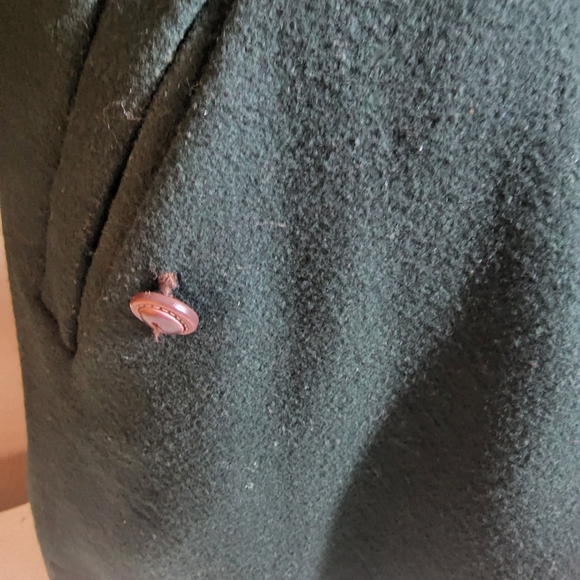 Vintage Womens Herman Kay Hunter Green Barn Coat with Leather Collar Sz Med - Picture 4 of 6